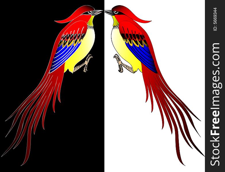 Vector illustration of red birds