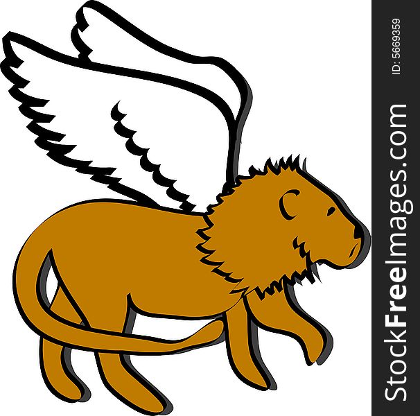 Vector illustration of a winged lion