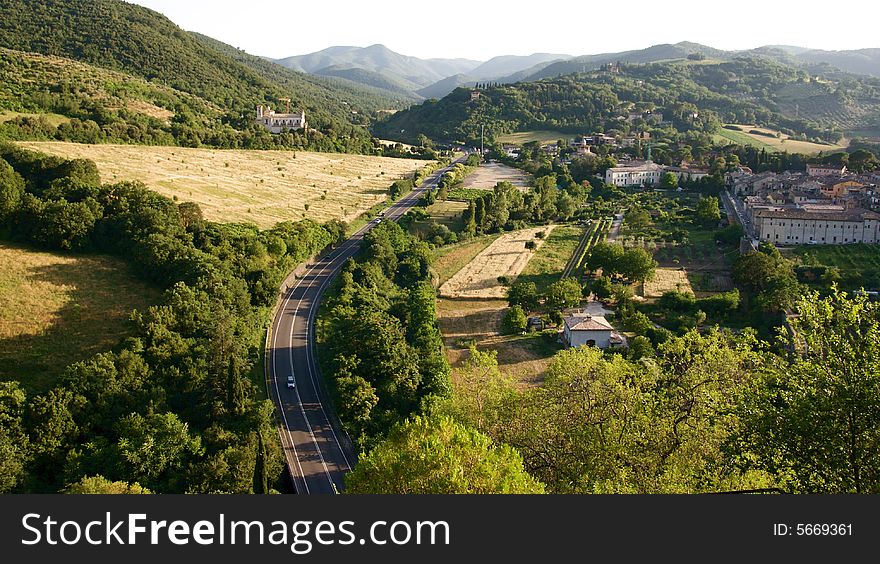 Photo of umbria road in the hills. Photo of umbria road in the hills