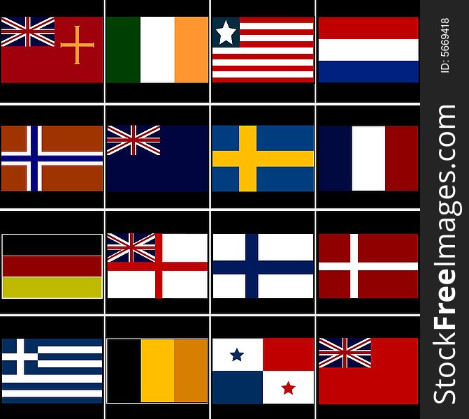 Vector illustration of ship national ensigns