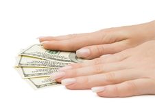 Us Dollars With Hands On Them, Isolated Stock Images