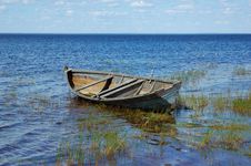 Old Wooden Boat Near The Lake Bank Stock Images Old Wooden Boat Near The Lake Bank Stock Images