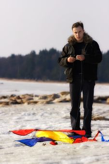 The Man And A Kite Stock Photography