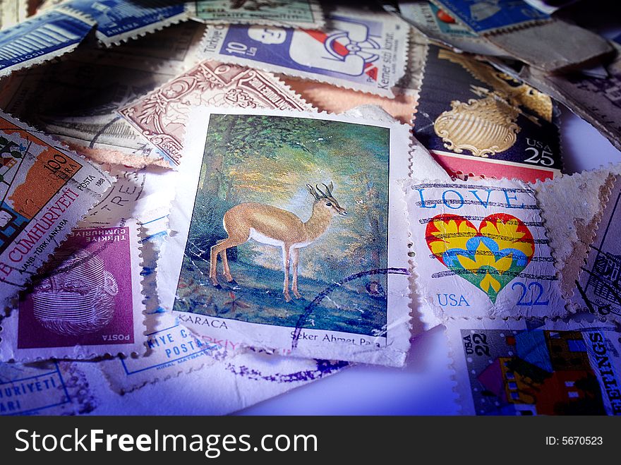 Collection of postage stamps from a variety of countries