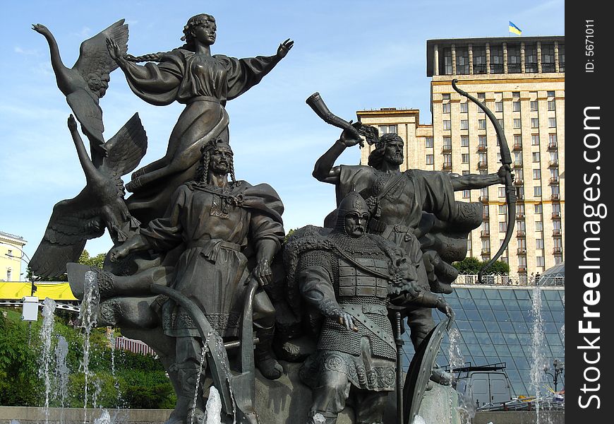 Fountain on the Independence Square in Kiev