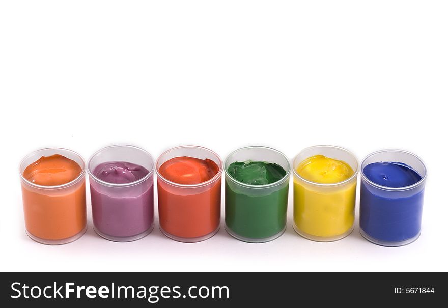Gouache paint cans isolate on white background. Gouache paint cans isolate on white background.