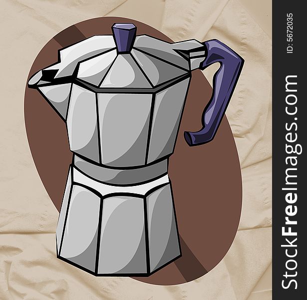 Colorful illustration of a coffee pot