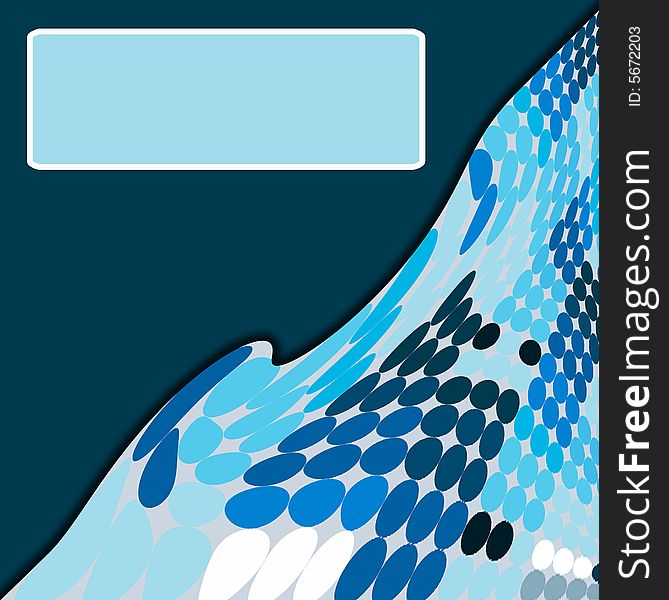 Dot background in blue tones with text frame. Dot background in blue tones with text frame