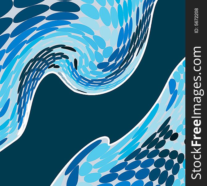 Abstract wave dot background / frame in blue tones. Abstract wave dot background / frame in blue tones
