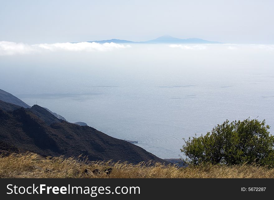 The canary islands La Palma and Tenerife as seen from El Hierro