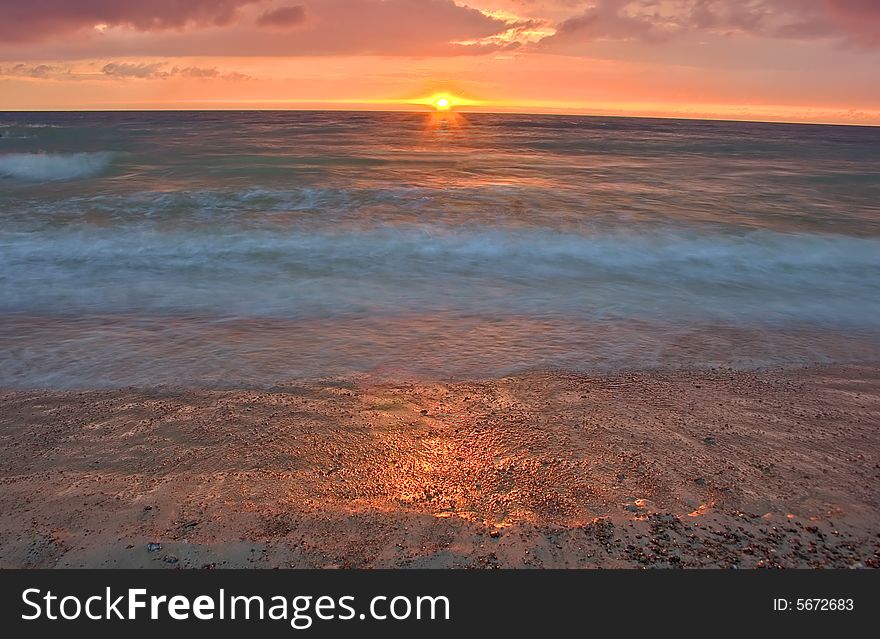 Summer landscape with sea sunset. Summer landscape with sea sunset