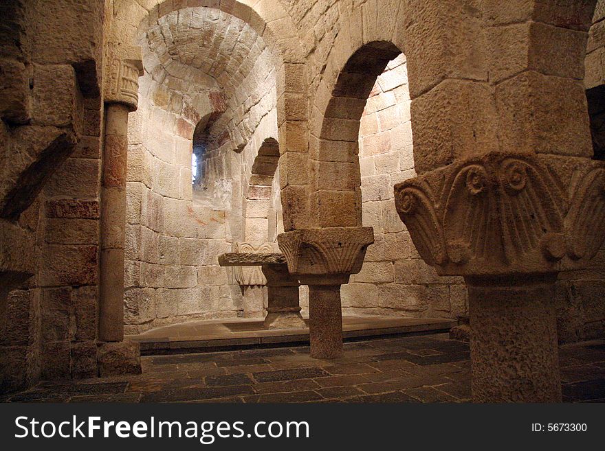 Crypt bellow a church in Monastery de Leyre in Navarra, Spain. Crypt bellow a church in Monastery de Leyre in Navarra, Spain