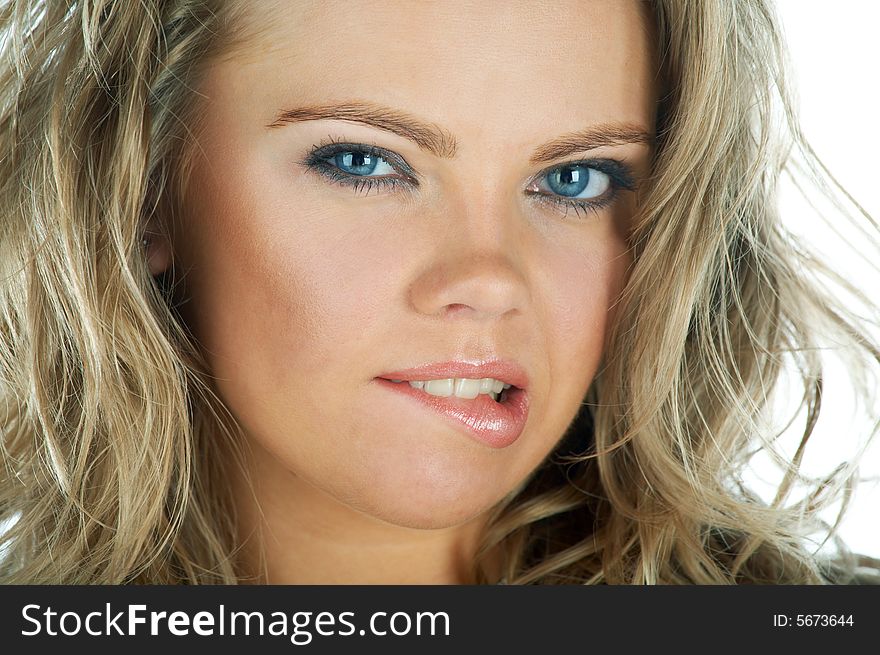 Beauty woman face on white background