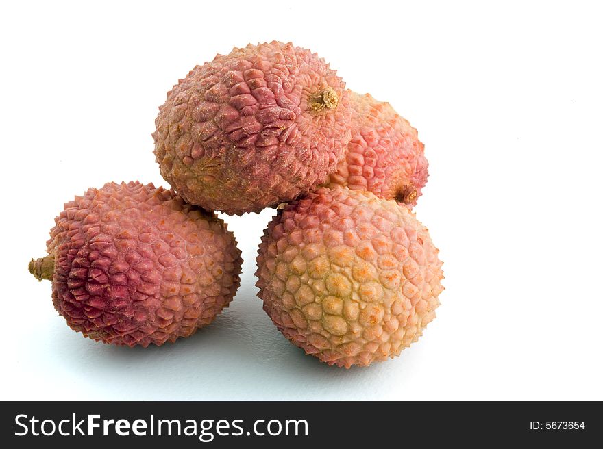 Group of lychee isolated on white