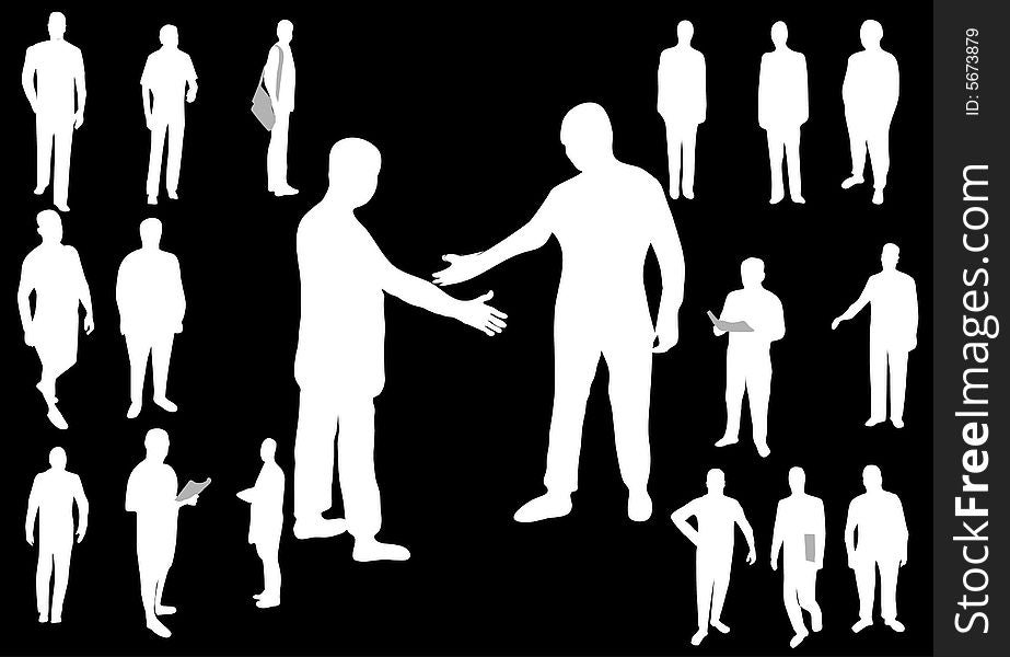 Illustration of people, black, background
