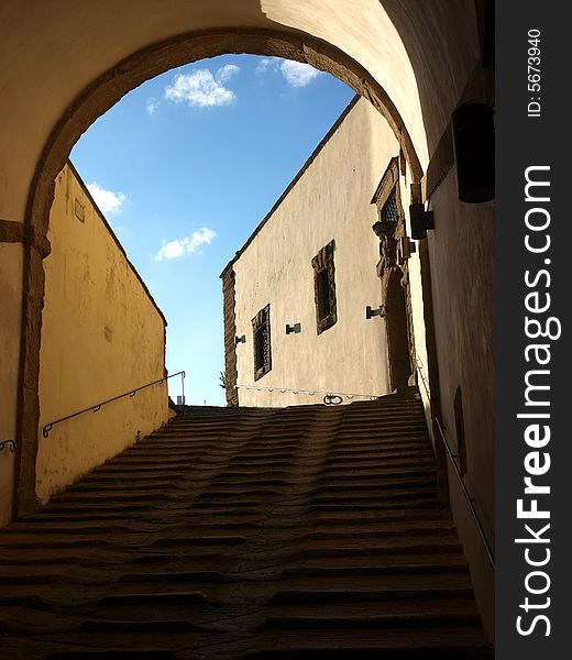 An original shot of an arc over the staircase in Belvedere fortress. An original shot of an arc over the staircase in Belvedere fortress