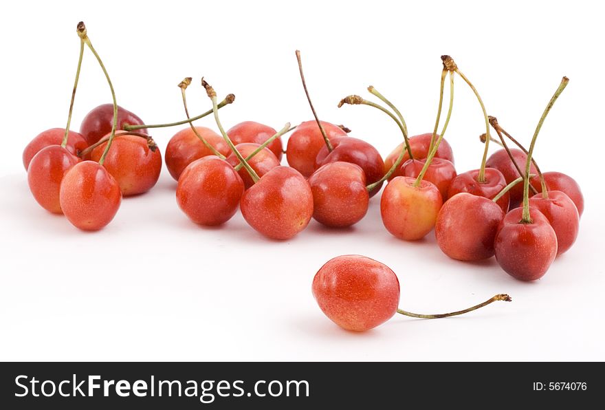 Cherries on white background