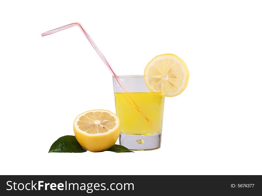 Lemonade with a lemon isolated