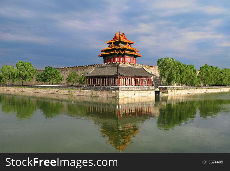 The chinese turret of the Imperial Palace in beijing. The chinese turret of the Imperial Palace in beijing