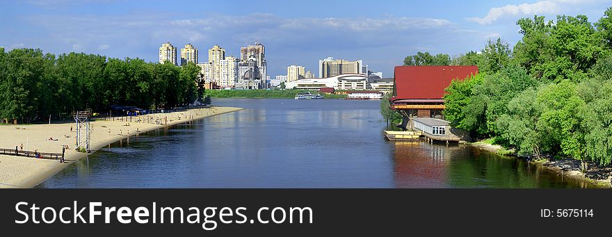 Nice horizontal panorama of the city river