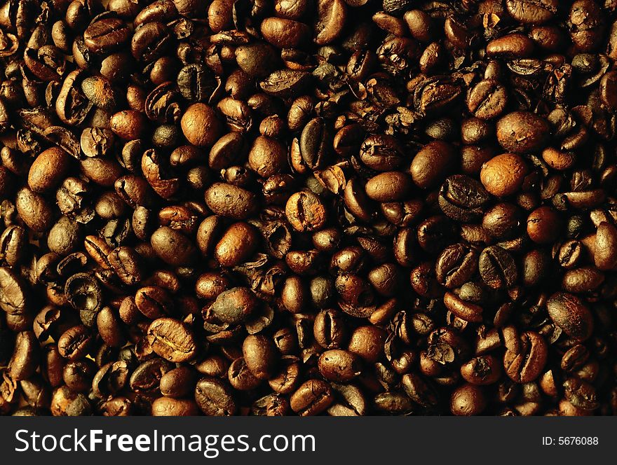 Individual black beans roasted coffee