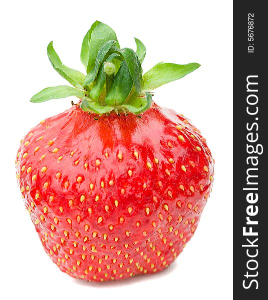 Close-up of ripe strawberry, isolated on white