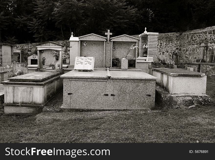 Photo of an old cemetery, toned bw