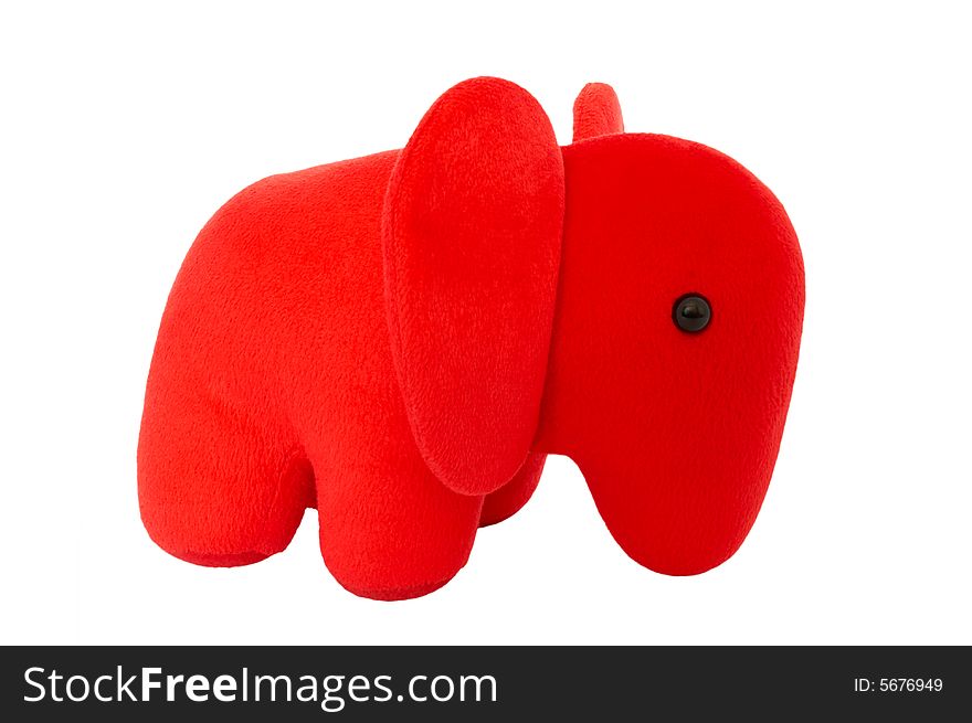 The toy red elephant calf. The toy red elephant calf