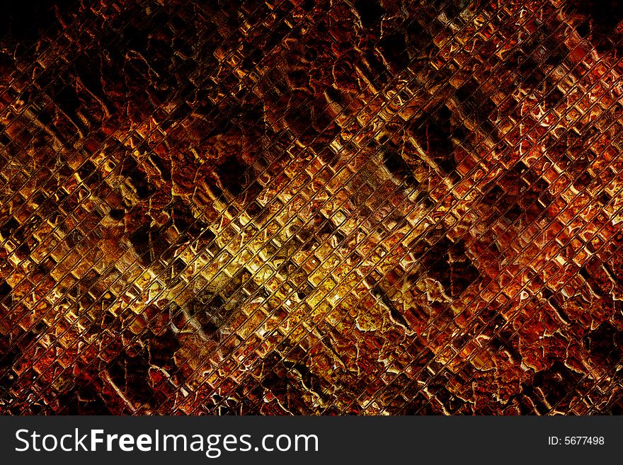 Grunge background under orange light