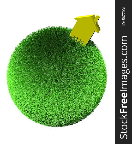 House on sphere of grass. House on sphere of grass