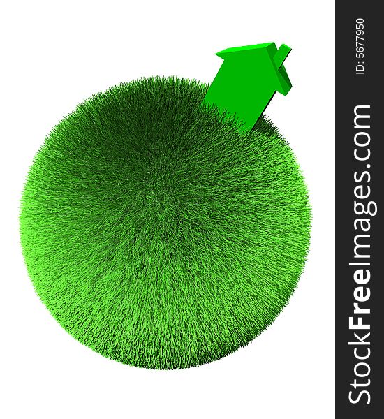 House on sphere of grass. House on sphere of grass