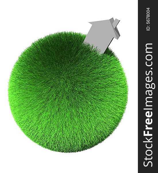 House on sphere of grass. House on sphere of grass