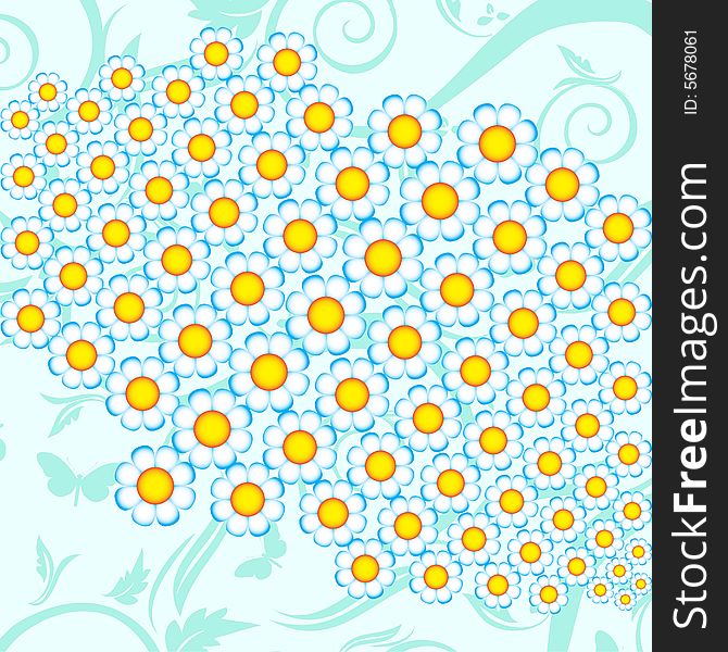 Blue, yellow and white floral background