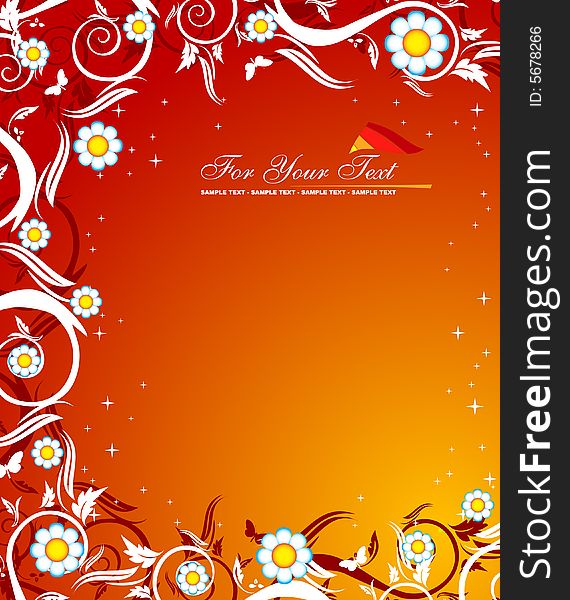 Red, yellow and white floral background