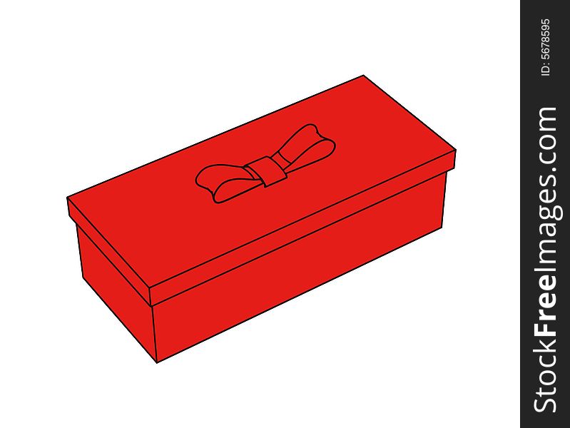 Little red gift box - 3d isolated illustration ( with vector eps format)