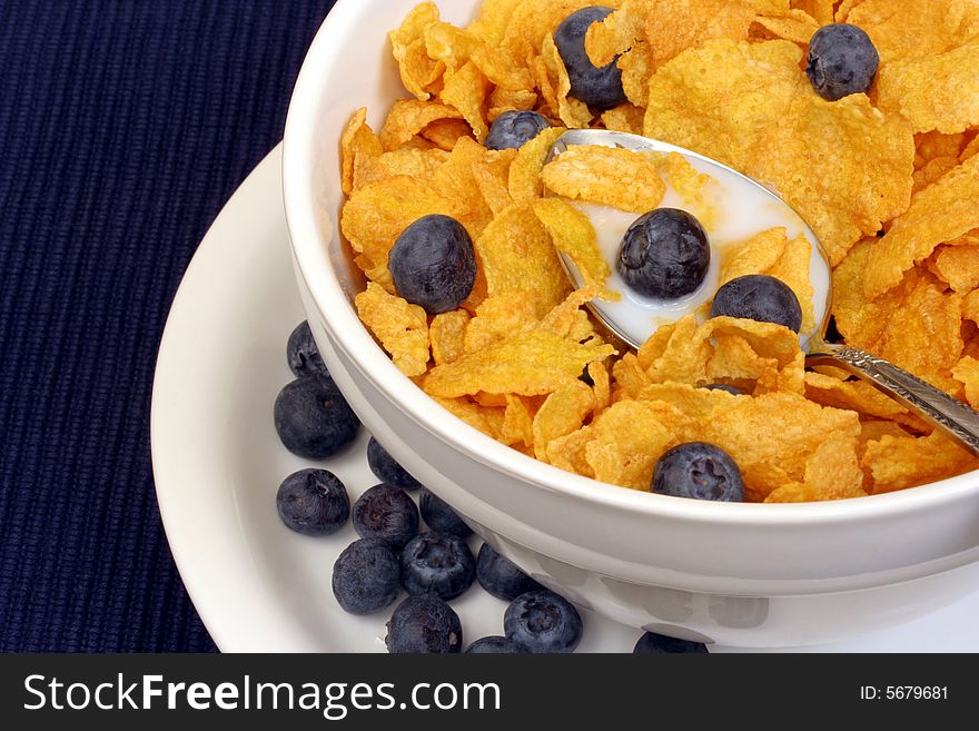 Corn Flake Cereal With Blueberries