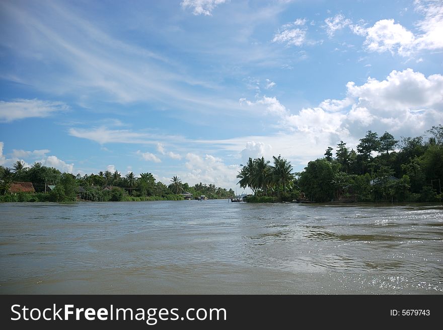Transportation by boat on Mekong river delta. Transportation by boat on Mekong river delta