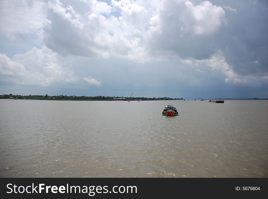 Transportation by boat on Mekong river delta. Transportation by boat on Mekong river delta