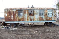 Old Grunge Trailer With Windows Royalty Free Stock Image Old Grunge Trailer With Windows Royalty Free Stock Image