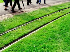 Walkers Along Railway Royalty Free Stock Image
