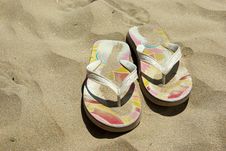 Flip-flops On A Beach Stock Photo Flip-flops On A Beach Stock Photo