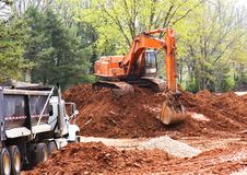 Orange Loader And Dump Truck Stock Image Orange Loader And Dump Truck Stock Image