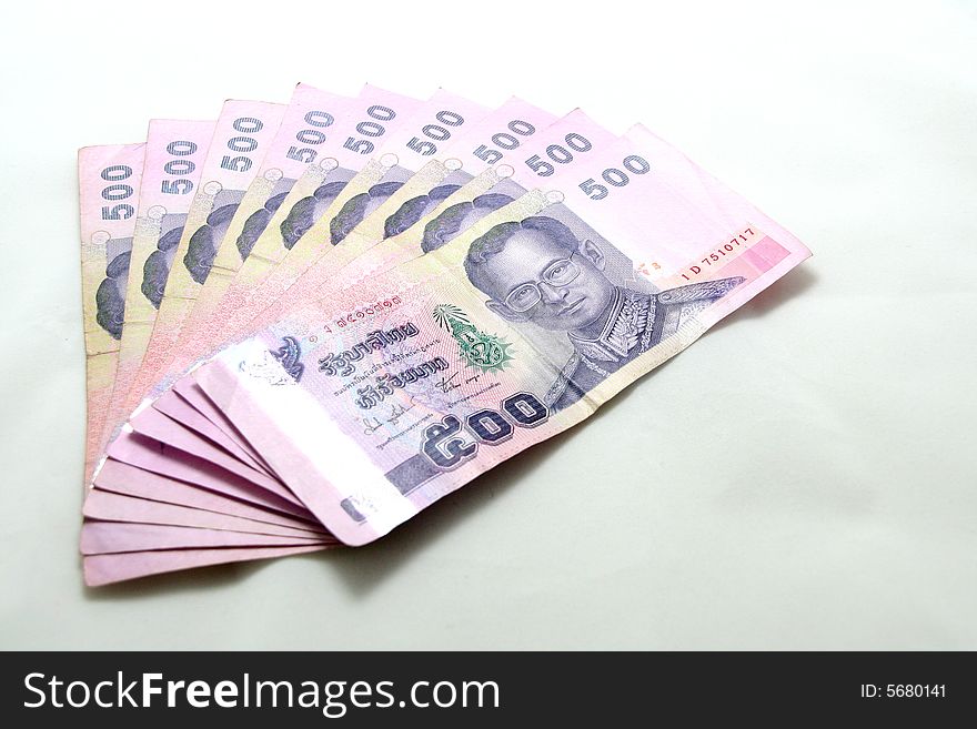 Thai Baht in the form of 500 baht notes. Thai Baht in the form of 500 baht notes