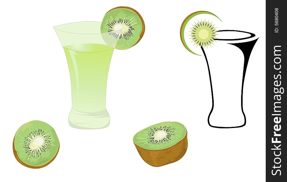 Cocktail Glasses And Kiwi