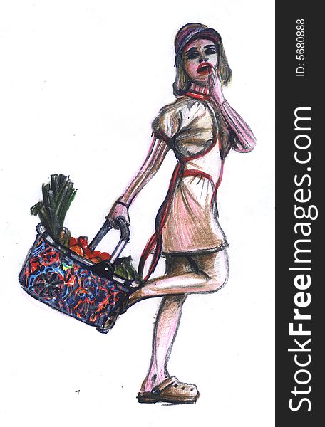 Woman With Handbasket