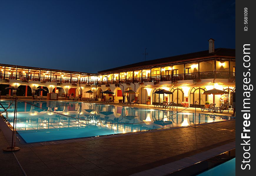 Outside pool of a Greek hotel