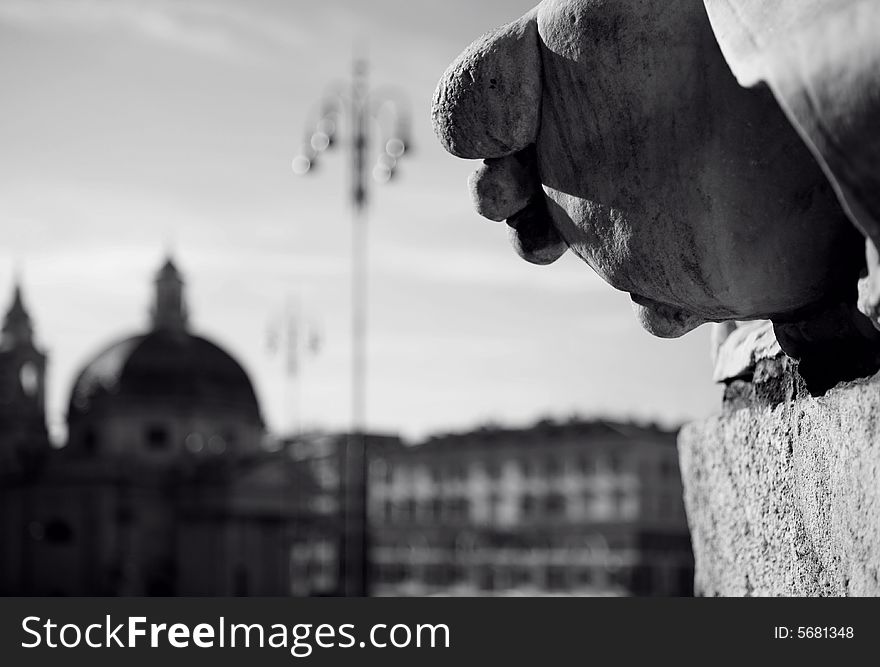 Retirement with church, lamp and statue. Retirement with church, lamp and statue