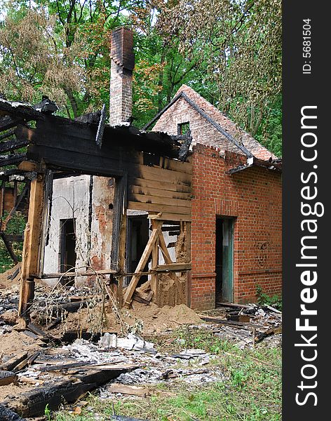 Shot of a burned down house. Shot of a burned down house