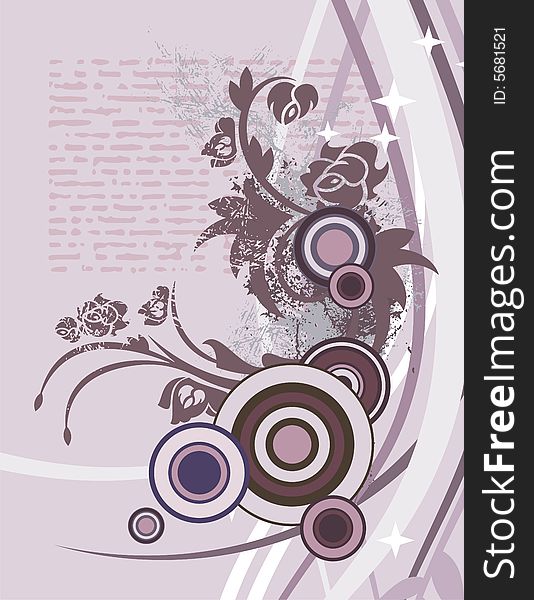 Modern floral design with a textual background and ornamental details, vector illustration series. Modern floral design with a textual background and ornamental details, vector illustration series.