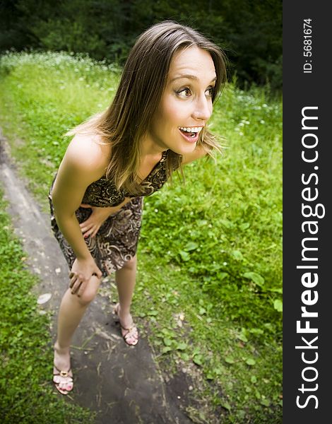 Young Beautiful Surprised Women Outdoors